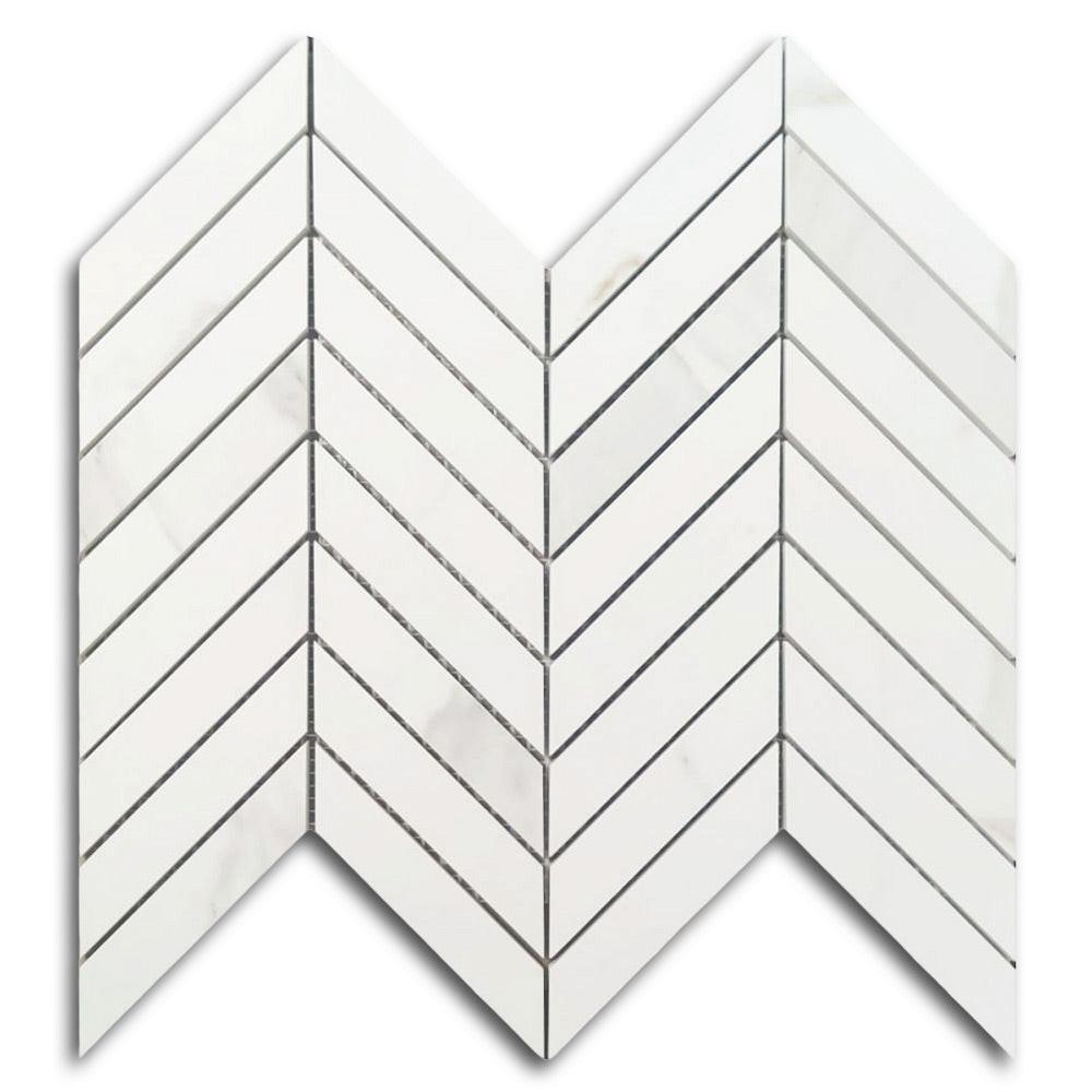 Famea Calacatta Soft Chevron Porcelain Mosaic Tile Famea Calacatta Soft Chevron Porcelain Mosaic Tile - American Tile Depot