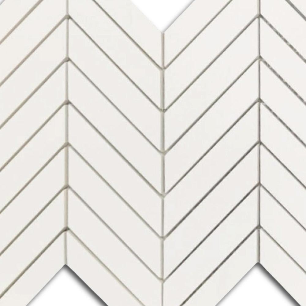 Famea Dolomite Lucido Chevron Porcelain Mosaic Tile Famea Dolomite Lucido Chevron Porcelain Mosaic Tile - American Tile Depot