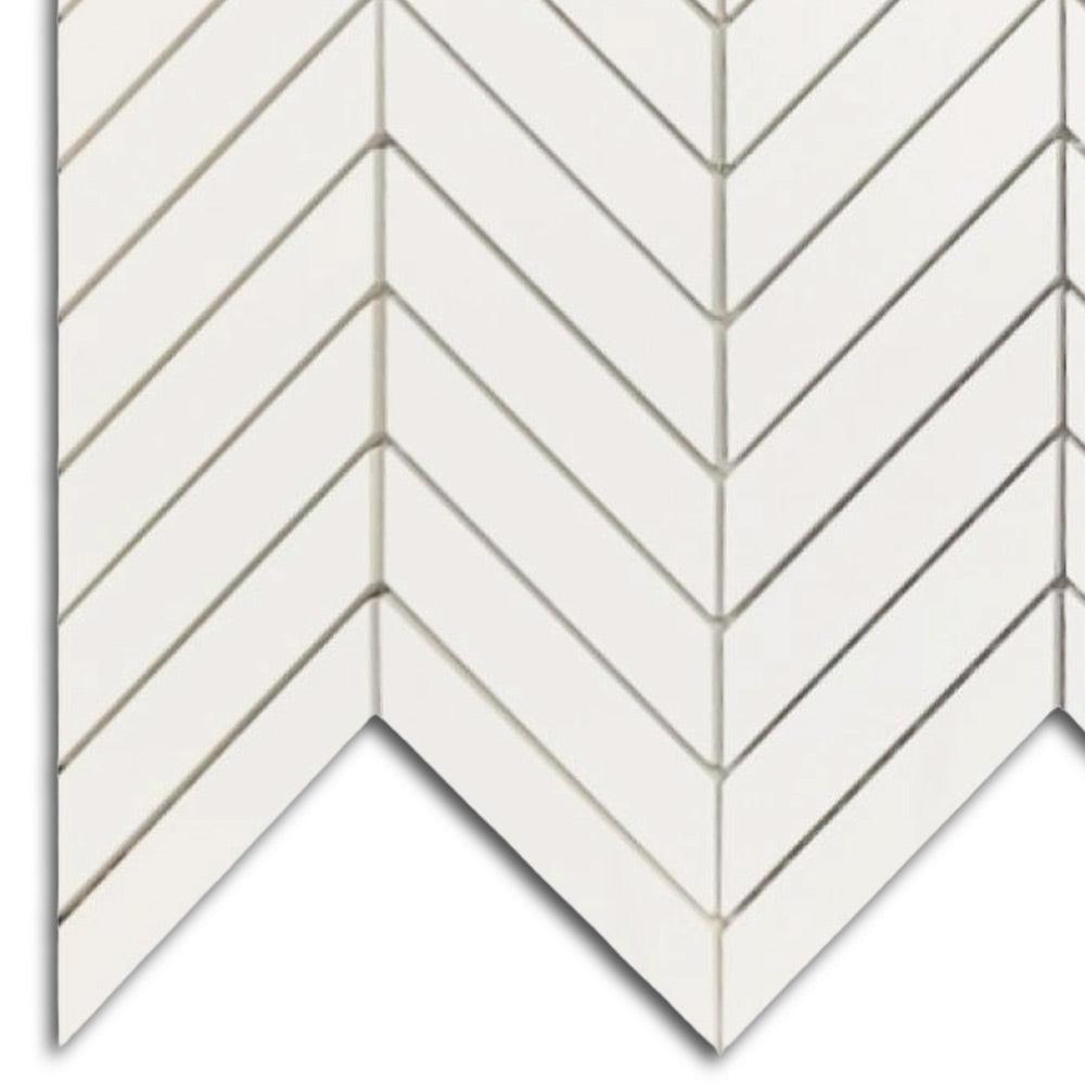 Famea Dolomite Lucido Chevron Porcelain Mosaic Tile Famea Dolomite Lucido Chevron Porcelain Mosaic Tile - American Tile Depot