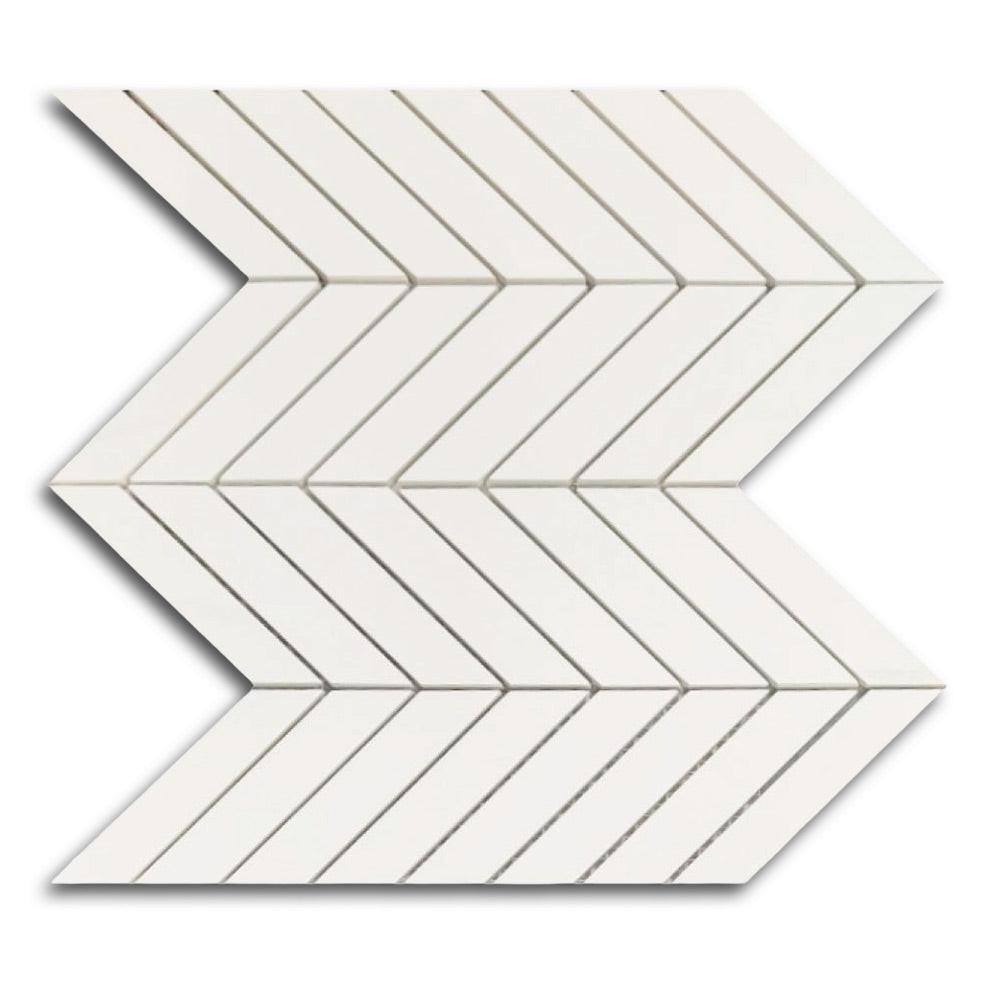 Famea Dolomite Lucido Chevron Porcelain Mosaic Tile Famea Dolomite Lucido Chevron Porcelain Mosaic Tile - American Tile Depot