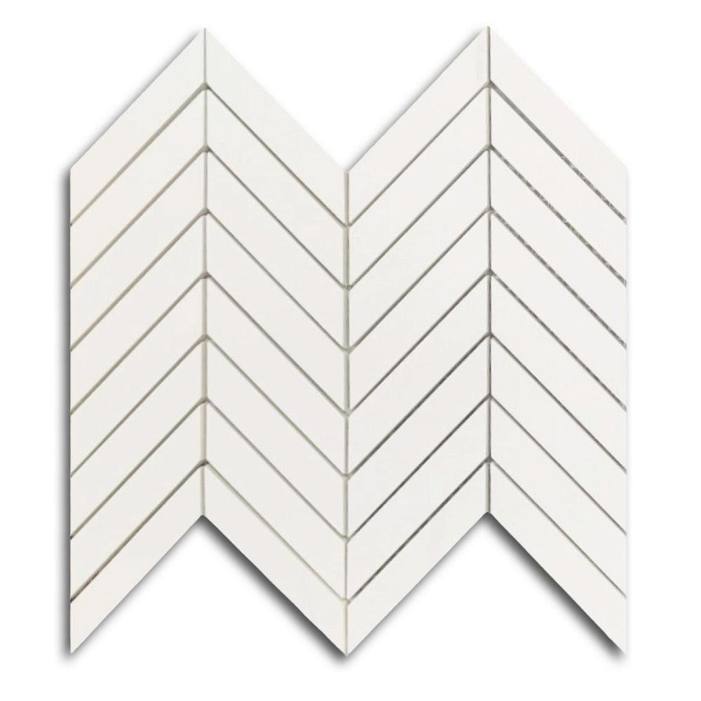 Famea Dolomite Lucido Chevron Porcelain Mosaic Tile Famea Dolomite Lucido Chevron Porcelain Mosaic Tile - American Tile Depot