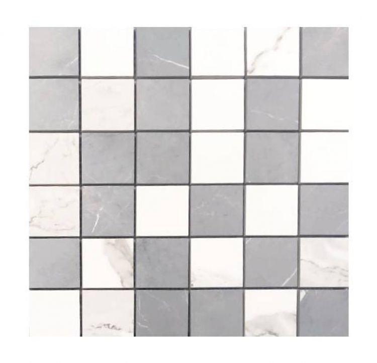 Famea Statuario-Impero Mix Soft Square Porcelain Mosaic Tile Famea Statuario-Impero Mix Soft Square Porcelain Mosaic Tile - American Tile Depot