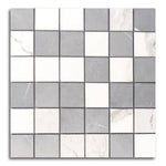 Famea Statuario-Impero Mix Soft Square Porcelain Mosaic Tile Famea Statuario-Impero Mix Soft Square Porcelain Mosaic Tile - American Tile Depot