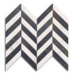 Famea Statuario-Marquinia Mix Lucido Chevron Porcelain Mosaic Tile Famea Statuario-Marquinia Mix Lucido Chevron Porcelain Mosaic Tile - American Tile Depot