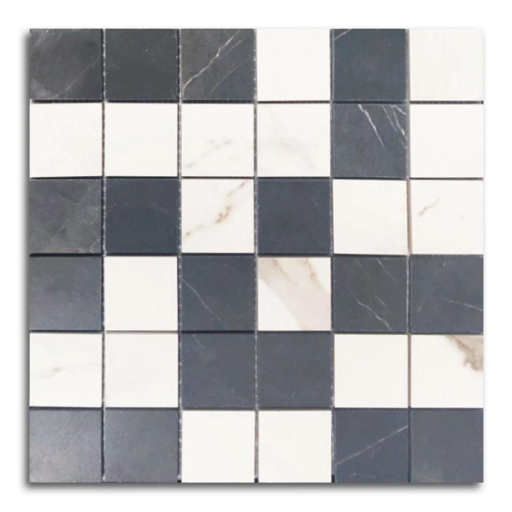 Famea Statuario-Marquinia Mix Soft Square Porcelain Mosaic Tile Famea Statuario-Marquinia Mix Soft Square Porcelain Mosaic Tile - American Tile Depot