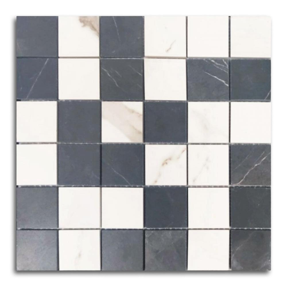 Famea Statuario-Marquinia Mix Soft Square Porcelain Mosaic Tile Famea Statuario-Marquinia Mix Soft Square Porcelain Mosaic Tile - American Tile Depot