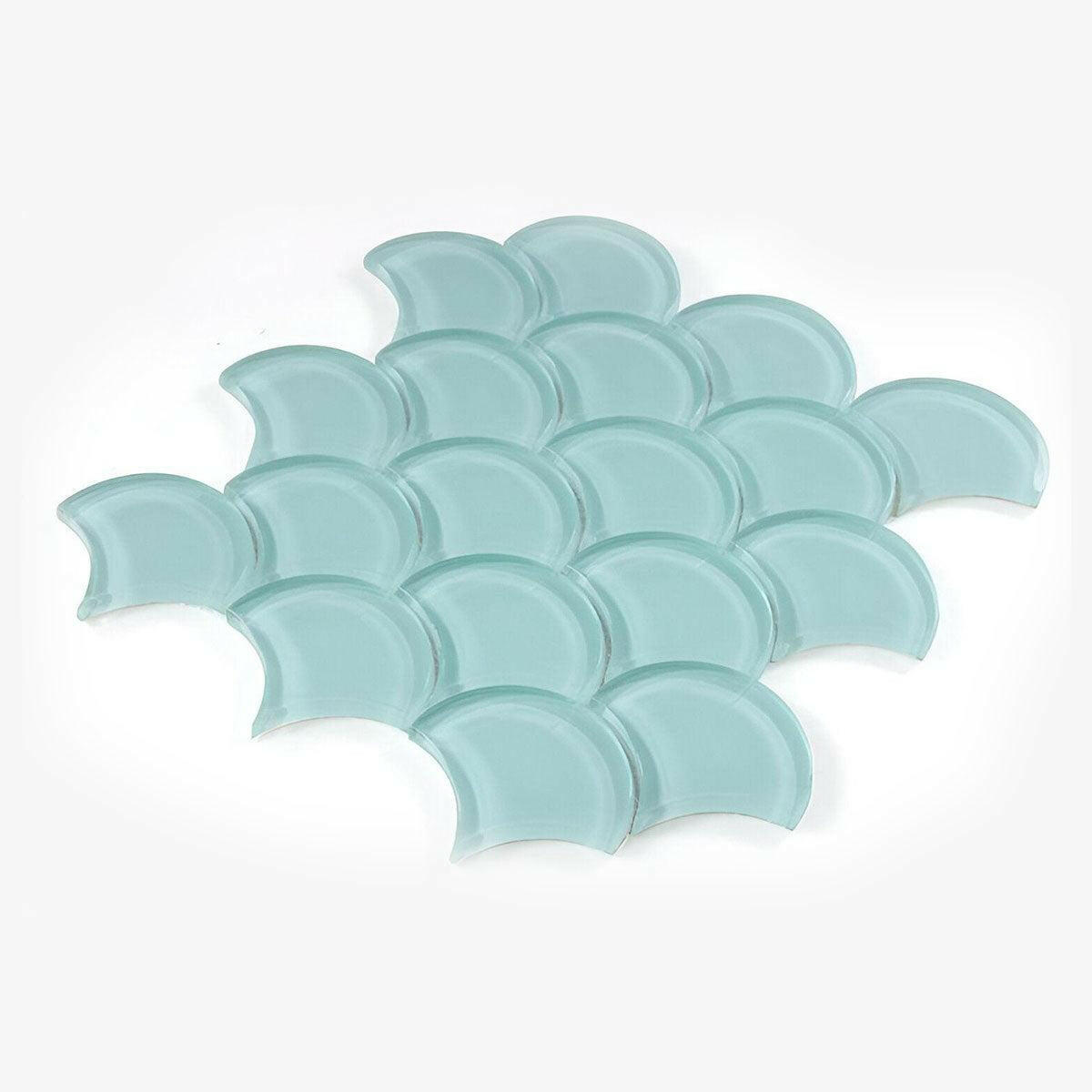 Fish Scale Mint Glossy Glass Mosaic Tile Fish Scale Mint Glossy Glass Mosaic Tile - American Tile Depot