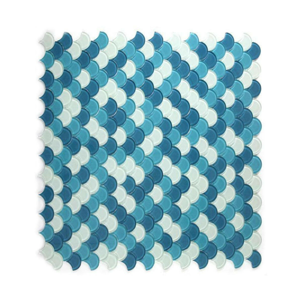 Fish Scale Ocean Glossy Glass Mosaic Tile Fish Scale Ocean Glossy Glass Mosaic Tile - American Tile Depot