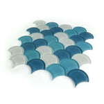 Fish Scale Ocean Glossy Glass Mosaic Tile Fish Scale Ocean Glossy Glass Mosaic Tile - American Tile Depot