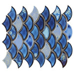 Fish Scale Royal Blue Glossy Porcelain Mosaic Tile Fish Scale Royal Blue Glossy Porcelain Mosaic Tile - American Tile Depot