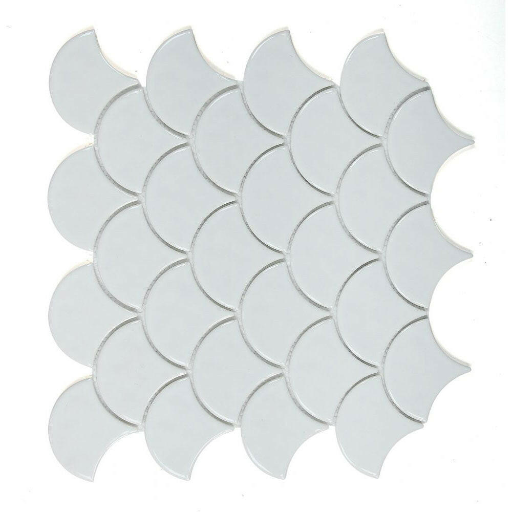 Fish Scale Snow Glossy Glass Mosaic Tile Fish Scale Snow Glossy Glass Mosaic Tile - American Tile Depot
