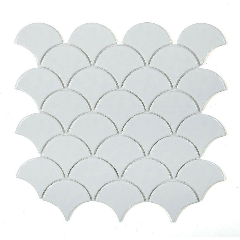 Fish Scale Snow Glossy Glass Mosaic Tile Fish Scale Snow Glossy Glass Mosaic Tile - American Tile Depot