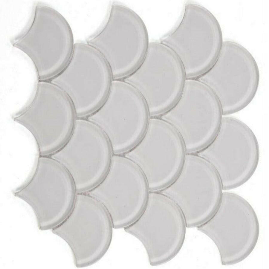 Fish Scale White Glass Glossy Glass Mosaic Tile Fish Scale White Glass Glossy Glass Mosaic Tile - American Tile Depot