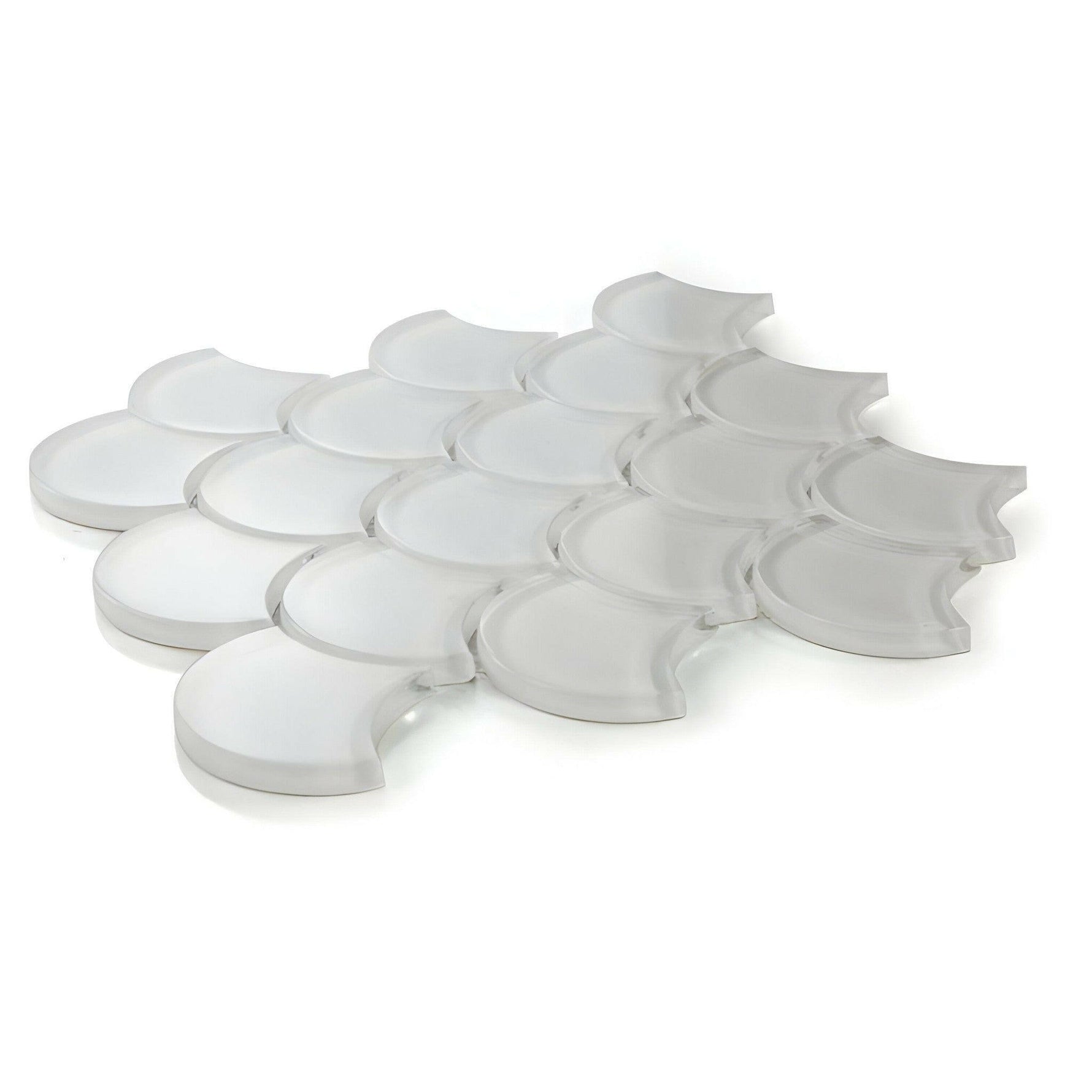 Fish Scale White Glass Glossy Glass Mosaic Tile Fish Scale White Glass Glossy Glass Mosaic Tile - American Tile Depot