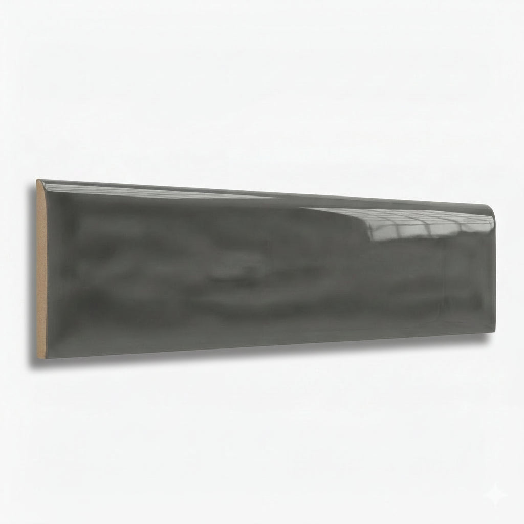 3x12 Flux Dark Gray Ceramic Bullnose Tile 3x12 Flux Dark Gray Ceramic Bullnose Tile - American Tile Depot