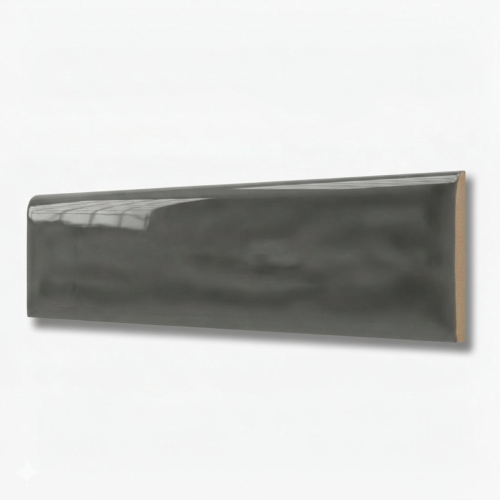 3x12 Flux Dark Gray Ceramic Bullnose Tile - American Tile Depot
