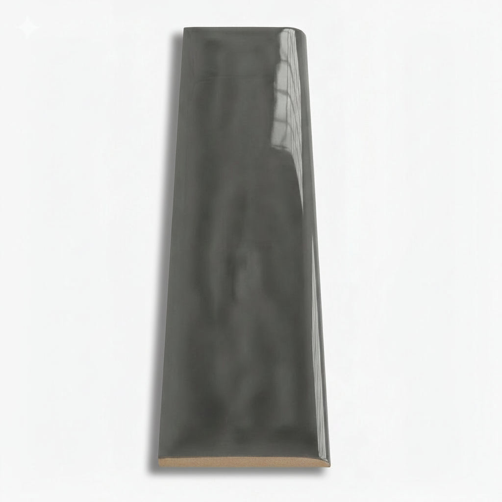 3x12 Flux Dark Gray Ceramic Bullnose Tile - American Tile Depot
