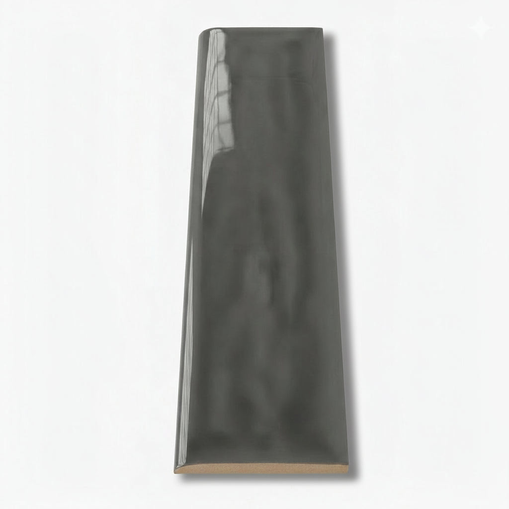 3x12 Flux Dark Gray Ceramic Bullnose Tile - American Tile Depot