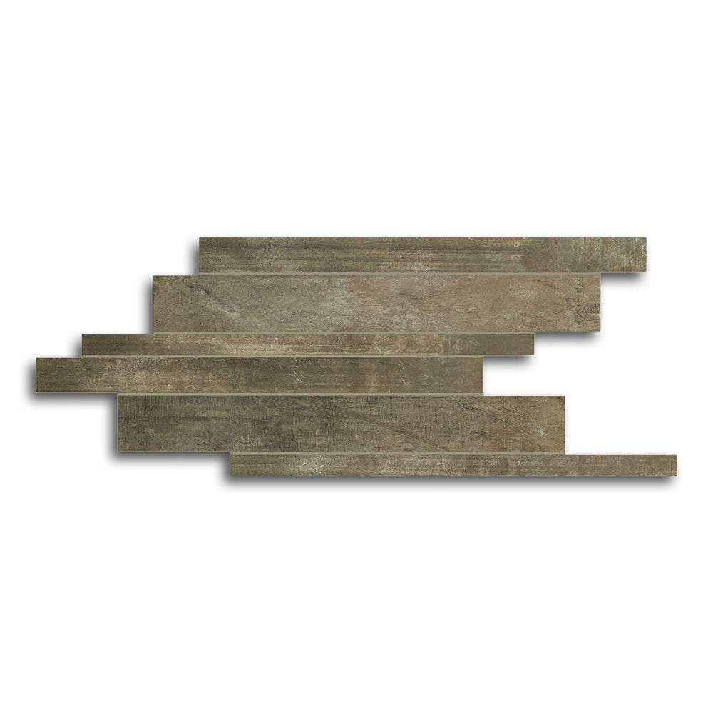Forme Brun Modulo Listello Linear Porcelain Mosaic Tile