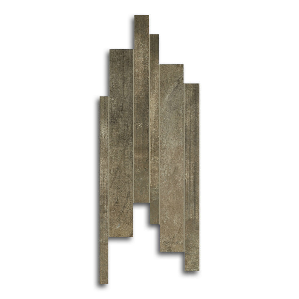 Forme Brun Modulo Listello Linear Porcelain Mosaic Tile