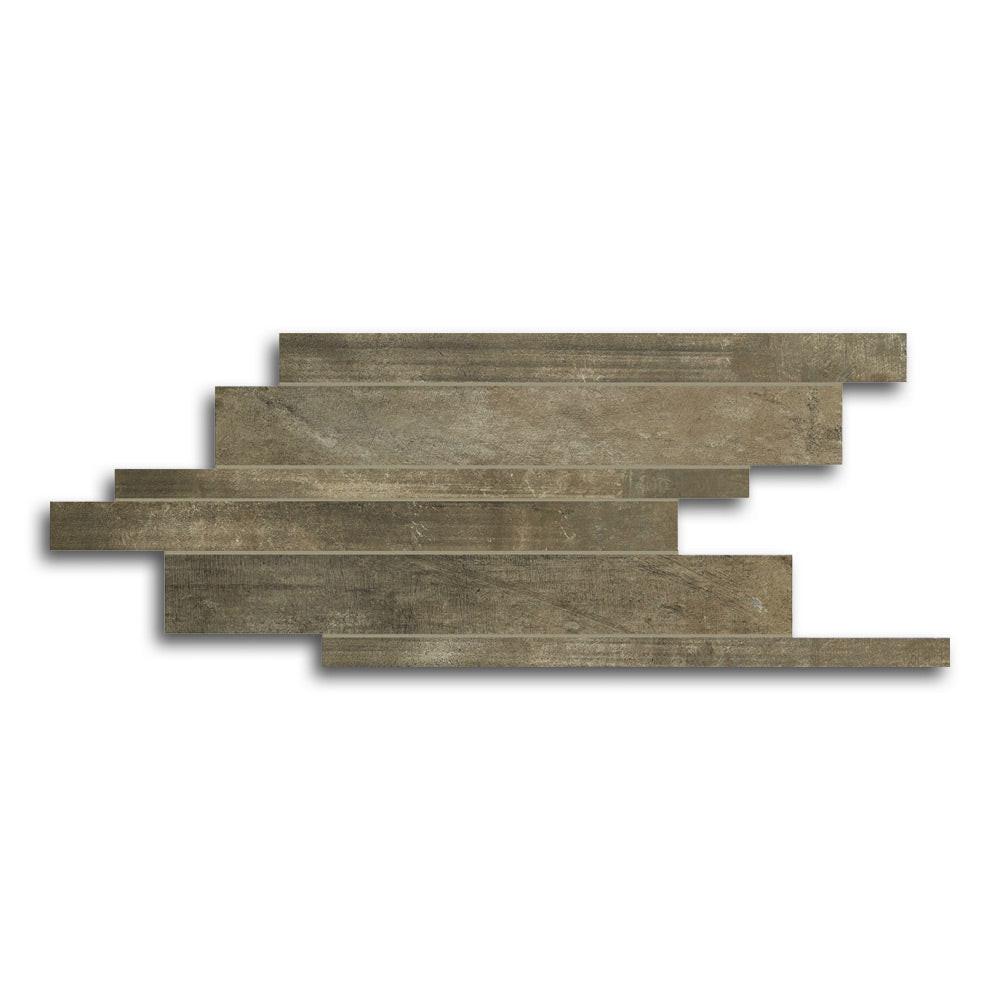 Forme Brun Modulo Listello Linear Porcelain Mosaic Tile Forme Brun Modulo Listello Linear Porcelain Mosaic Tile - American Tile Depot