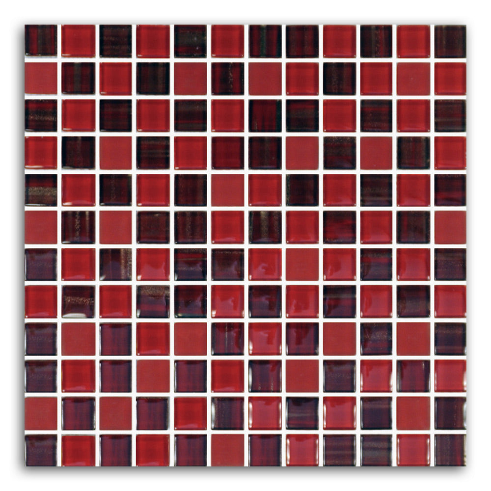 Garnet Square Glass Mosaic Wall Tile