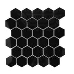 Gio Black Glossy 2" Hexagon Porcelain Mosaic Tile Gio Black Glossy 2" Hexagon Porcelain Mosaic Tile - American Tile Depot