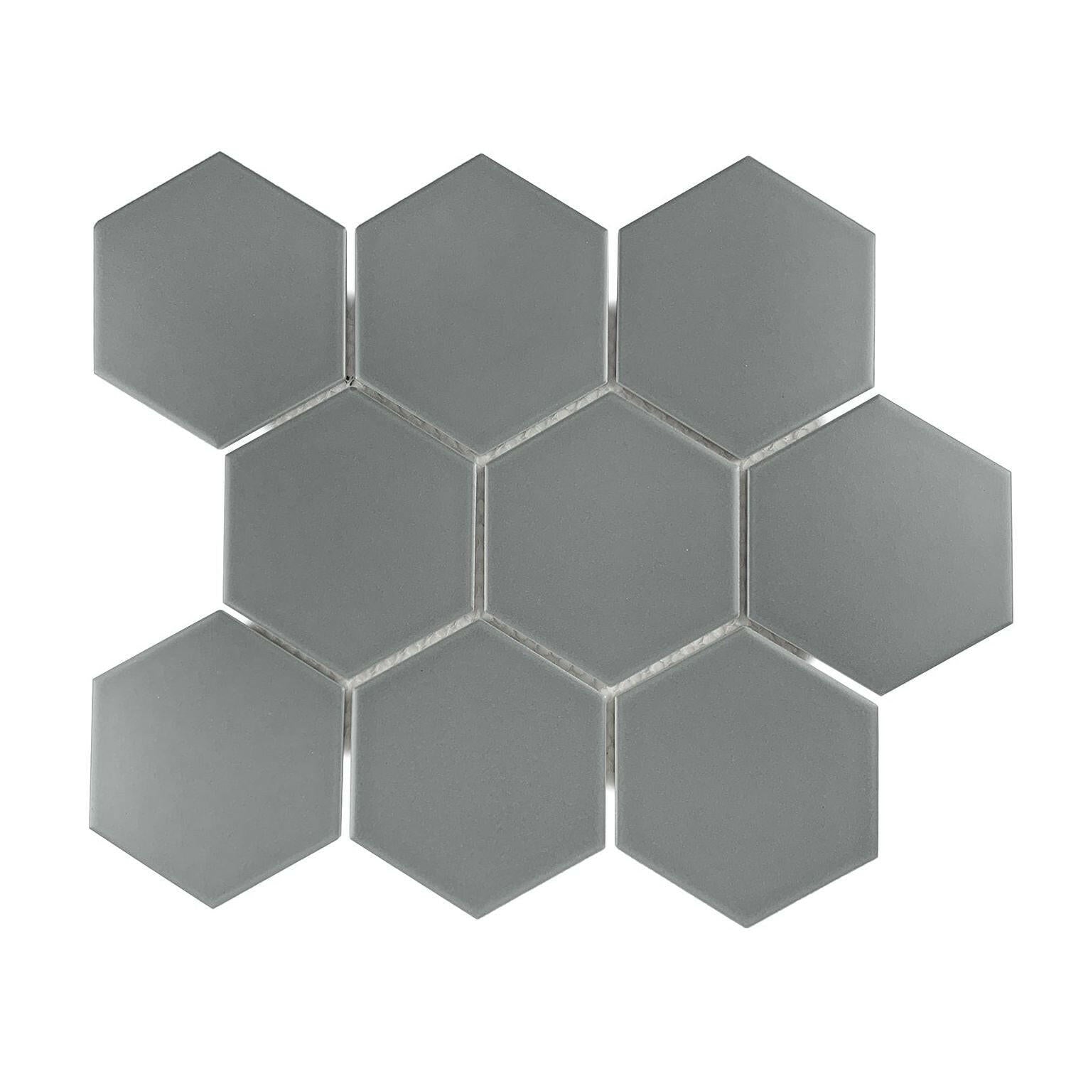 Gio Gray Matte 4" Hexagon Porcelain Mosaic Tile Gio Gray Matte 4" Hexagon Porcelain Mosaic Tile - American Tile Depot