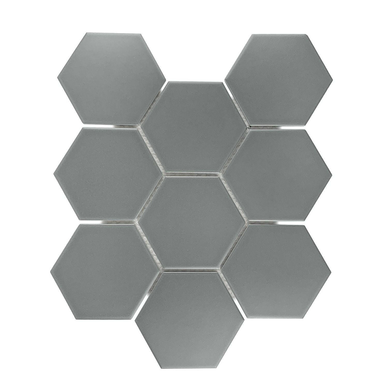 Gio Gray Matte 4" Hexagon Porcelain Mosaic Tile Gio Gray Matte 4" Hexagon Porcelain Mosaic Tile - American Tile Depot