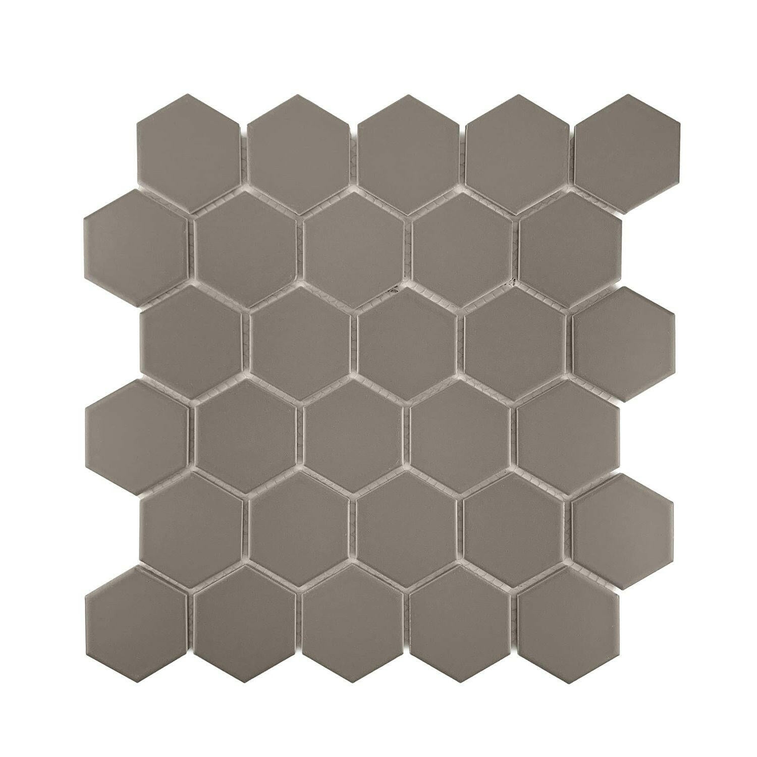 Gio Taupe Matte 2" Hexagon Porcelain Mosaic Tile Gio Taupe Matte 2" Hexagon Porcelain Mosaic Tile - American Tile Depot