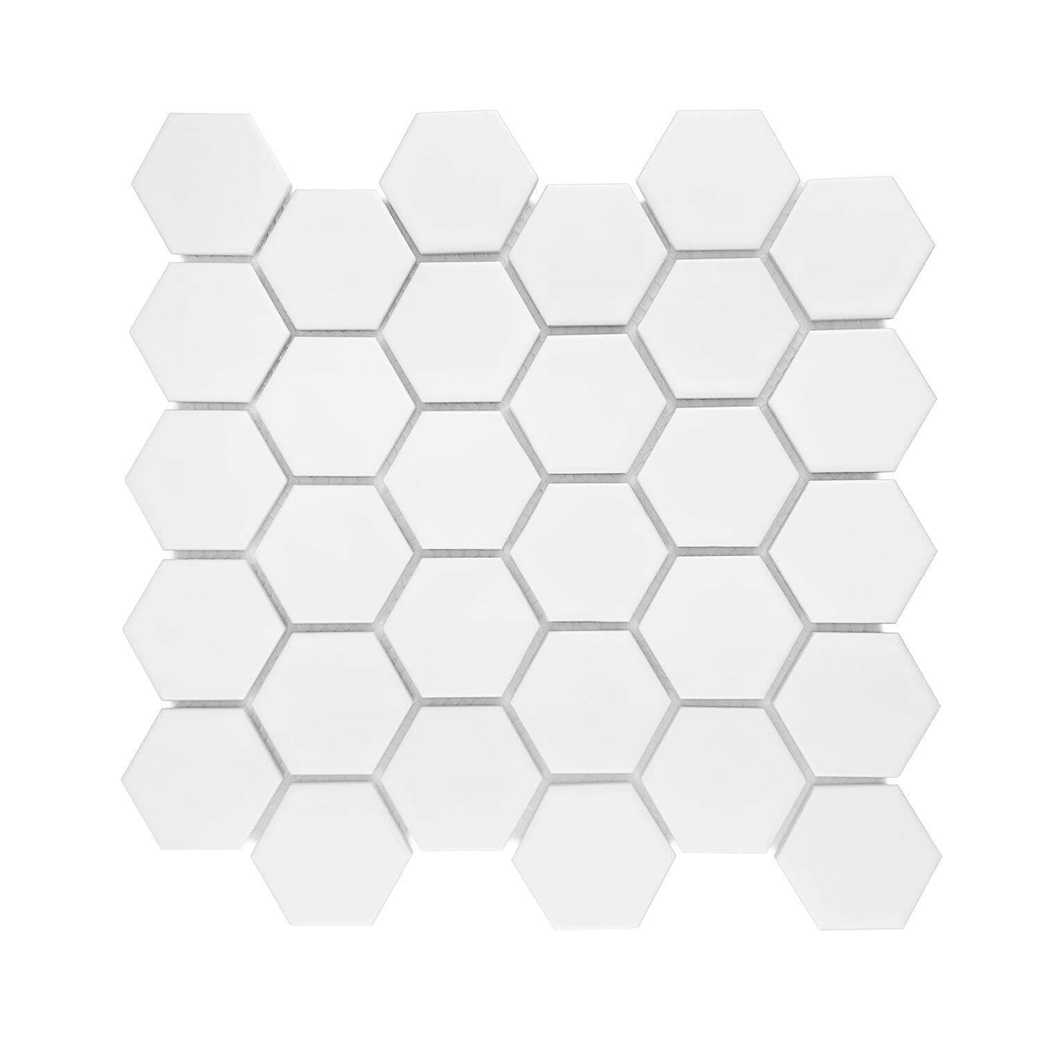 Gio White Matte 2" Hexagon Porcelain Mosaic Tile Gio White Matte 2" Hexagon Porcelain Mosaic Tile - American Tile Depot