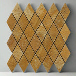 Gold / Yellow Travertine 2x4 Tumbled Diamond Mosaic Tile Gold / Yellow Travertine 2x4 Tumbled Diamond Mosaic Tile - American Tile Depot