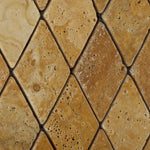 Gold / Yellow Travertine 2x4 Tumbled Diamond Mosaic Tile Gold / Yellow Travertine 2x4 Tumbled Diamond Mosaic Tile - American Tile Depot