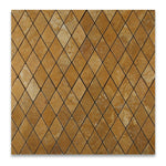 Gold / Yellow Travertine 2x4 Tumbled Diamond Mosaic Tile Gold / Yellow Travertine 2x4 Tumbled Diamond Mosaic Tile - American Tile Depot