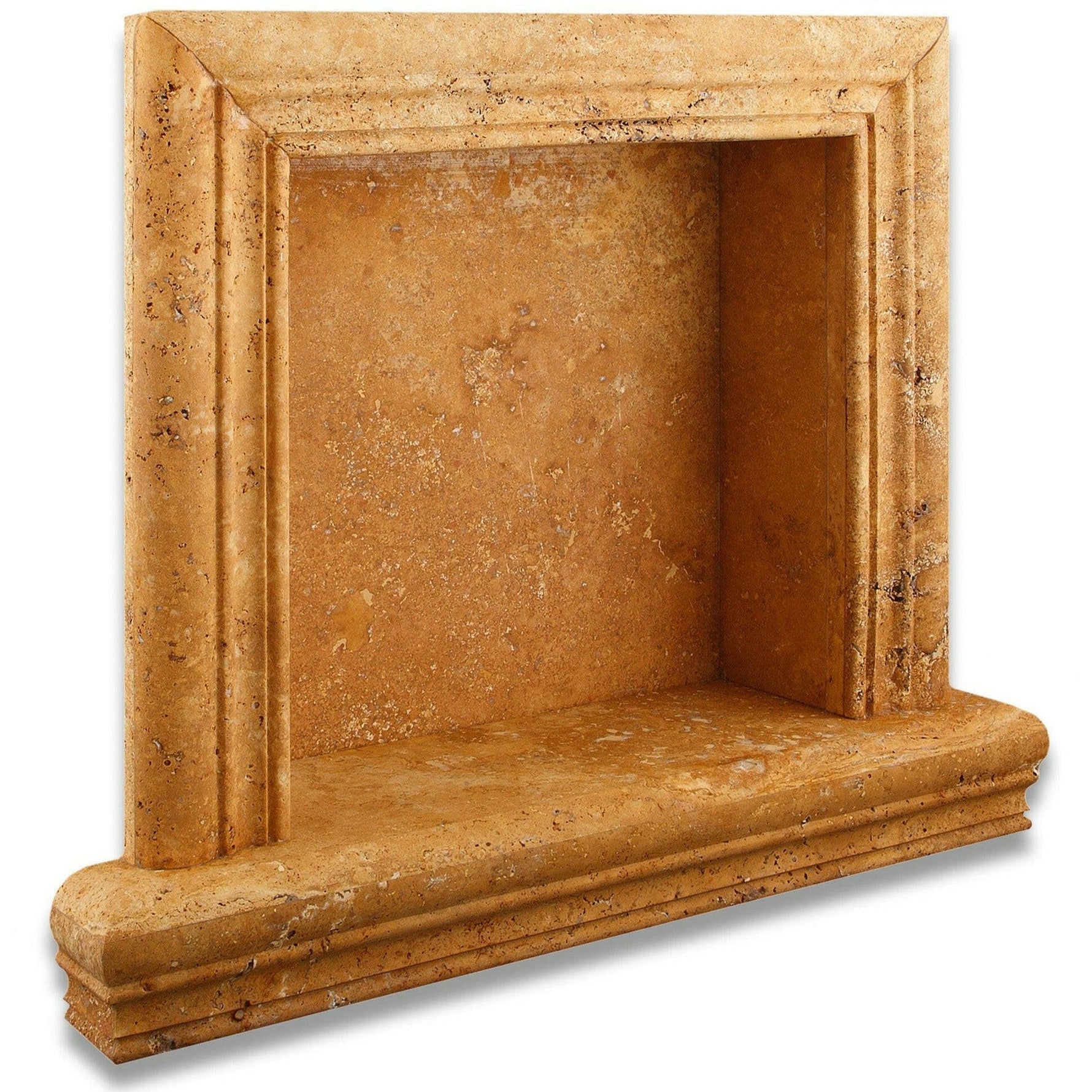 Gold / Yellow Travertine Hand-Made Custom Shampoo Niche / Shelf - SMALL - Honed Gold / Yellow Travertine Hand-Made Custom Shampoo Niche / Shelf - SMALL - Honed - American Tile Depot