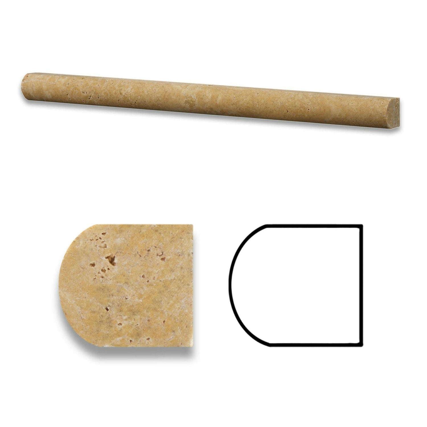 Gold / Yellow Travertine Honed 3/4x12 Bullnose Liner Gold / Yellow Travertine Honed 3/4x12 Bullnose Liner - American Tile Depot