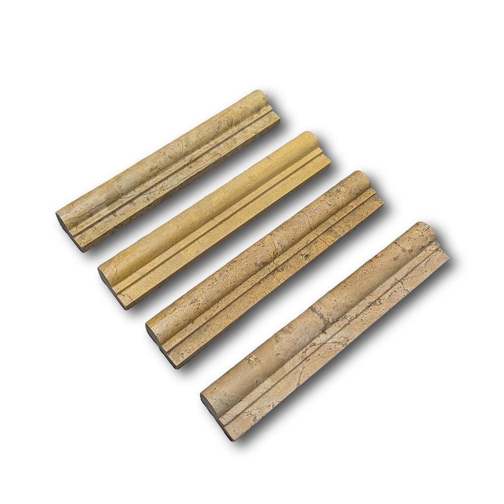 Gold / Yellow Travertine Polished OG-1 Chair Rail Molding Trim Gold / Yellow Travertine Polished OG-1 Chair Rail Molding Trim - American Tile Depot