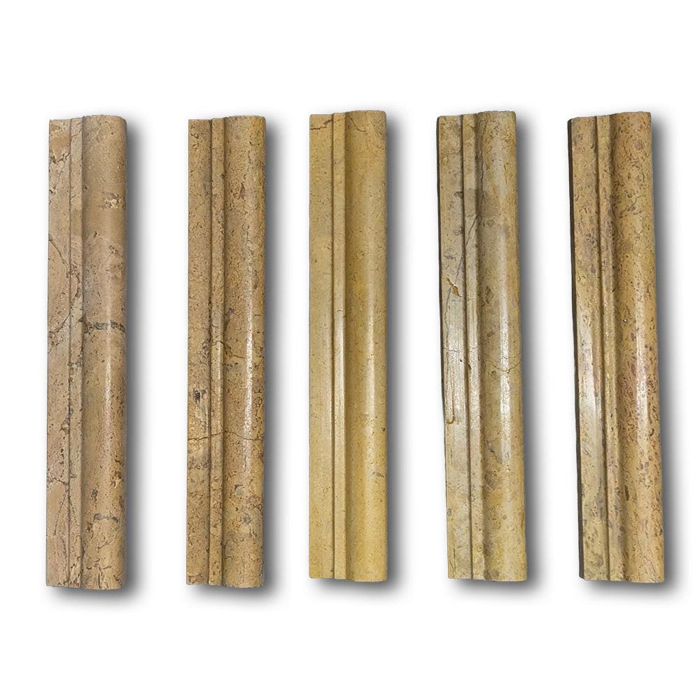 Gold / Yellow Travertine Polished OG-1 Chair Rail Molding Trim Gold / Yellow Travertine Polished OG-1 Chair Rail Molding Trim - American Tile Depot
