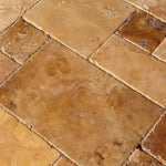 Gold / Yellow Travertine Unfilled, Brushed & Chiseled French Pattern Tile Gold / Yellow Travertine Unfilled, Brushed & Chiseled French Pattern Tile - American Tile Depot