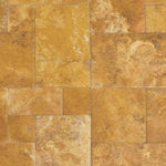 Gold / Yellow Travertine Unfilled, Brushed & Chiseled French Pattern Tile Gold / Yellow Travertine Unfilled, Brushed & Chiseled French Pattern Tile - American Tile Depot
