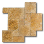 Gold / Yellow Travertine Unfilled, Brushed & Chiseled French Pattern Tile Gold / Yellow Travertine Unfilled, Brushed & Chiseled French Pattern Tile - American Tile Depot