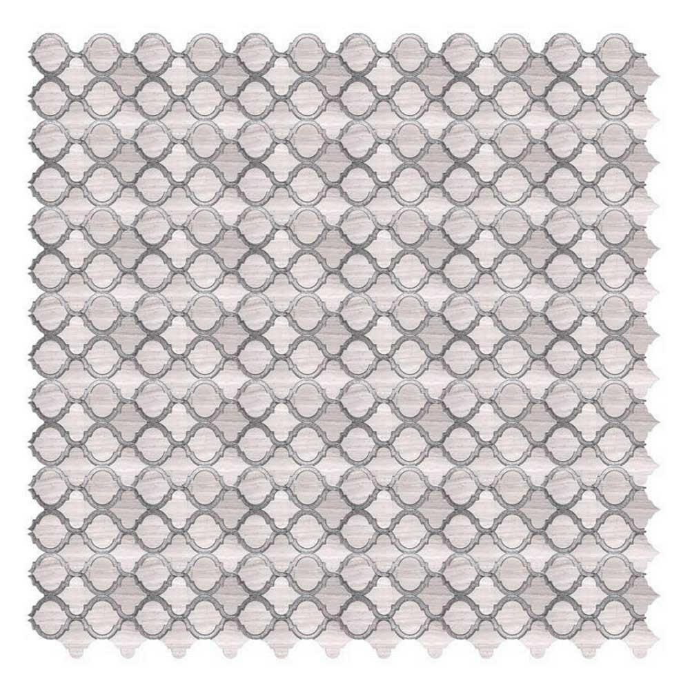 Grace Crystal Grey Arabesque Waterjet Mosaic Wall Tile Grace Crystal Grey Arabesque Waterjet Mosaic Wall Tile - American Tile Depot