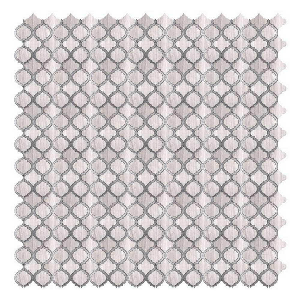 Grace Crystal Grey Arabesque Waterjet Mosaic Wall Tile Grace Crystal Grey Arabesque Waterjet Mosaic Wall Tile - American Tile Depot
