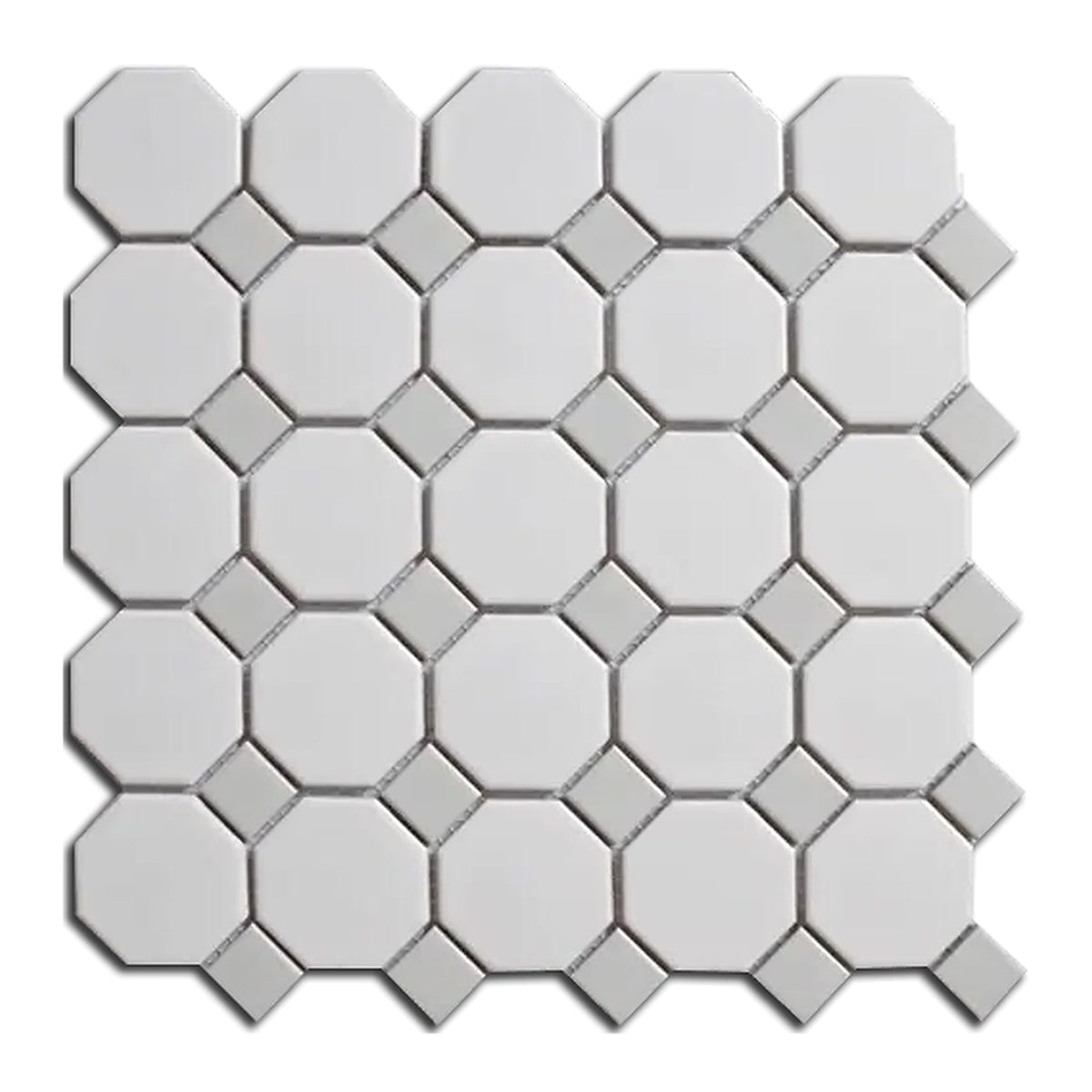 Array White/Gray Octagon Porcelain Mosaic Tile - American Tile Depot