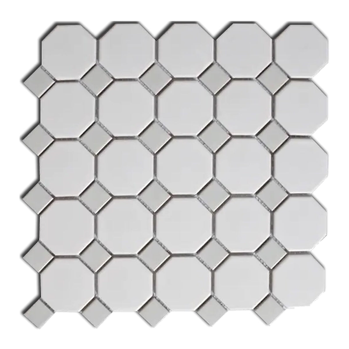 Array White/Gray Octagon Porcelain Mosaic Tile - American Tile Depot