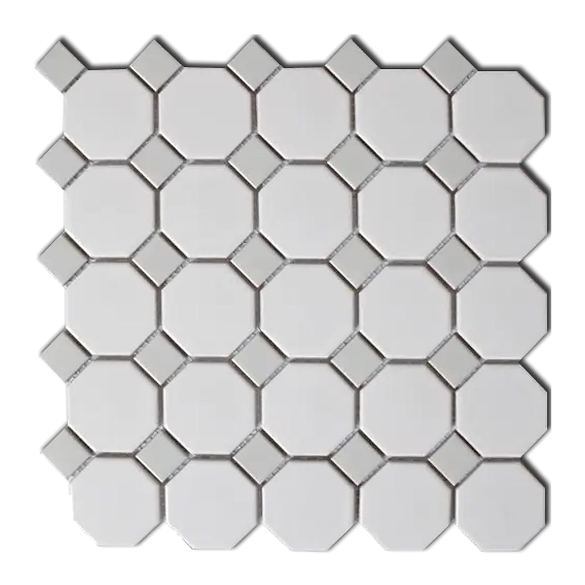Array White/Gray Octagon Porcelain Mosaic Tile - American Tile Depot