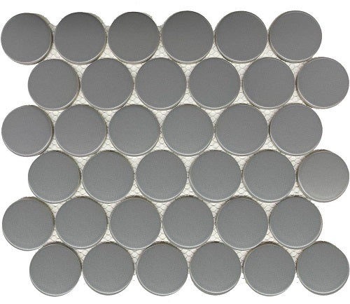 2" Cerelia Gray Matte Penny Porcelain Mosaic Tile-American Tile Depot