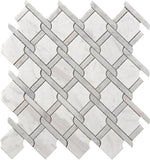 Mineralis Medallion Gray Polished Fence Stone & Glass Mosaic Tile-American Tile Depot