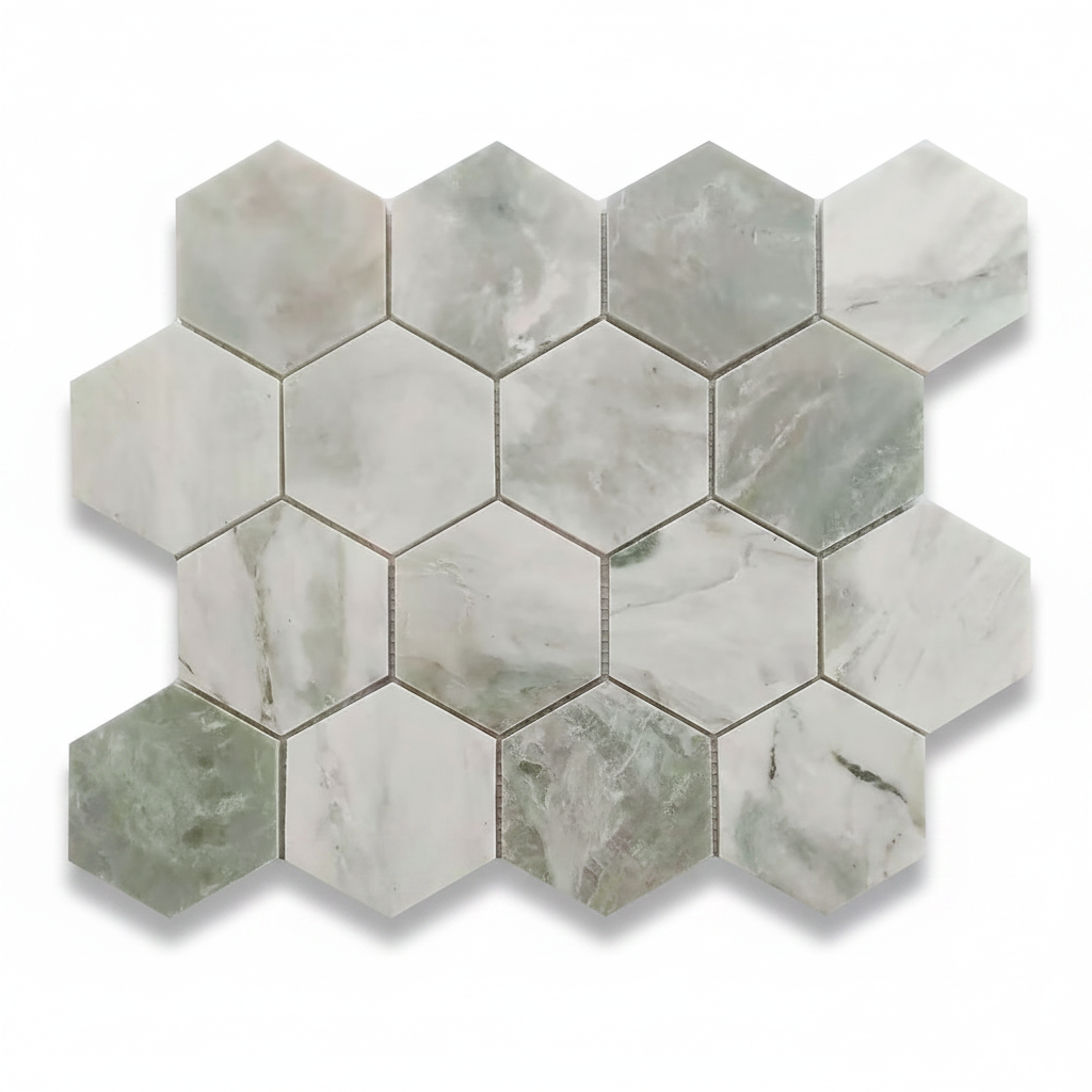 Mineralis Green Mix Hexagon Marble Polished Mosaic Tile - American Tile Depot