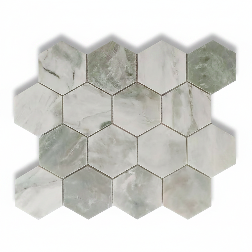 Mineralis Green Mix Hexagon Marble Polished Mosaic Tile - American Tile Depot